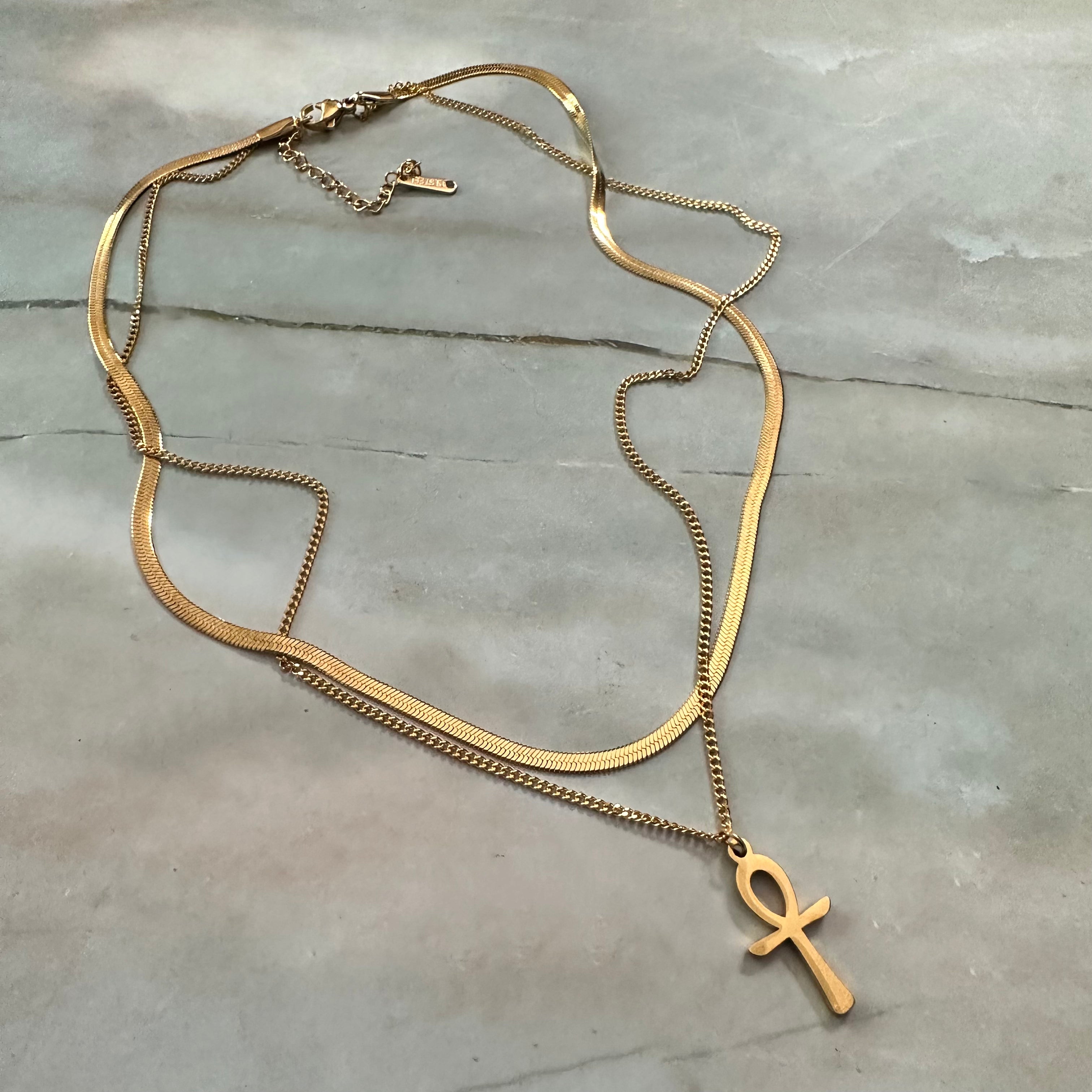 Ankh Layered Necklace